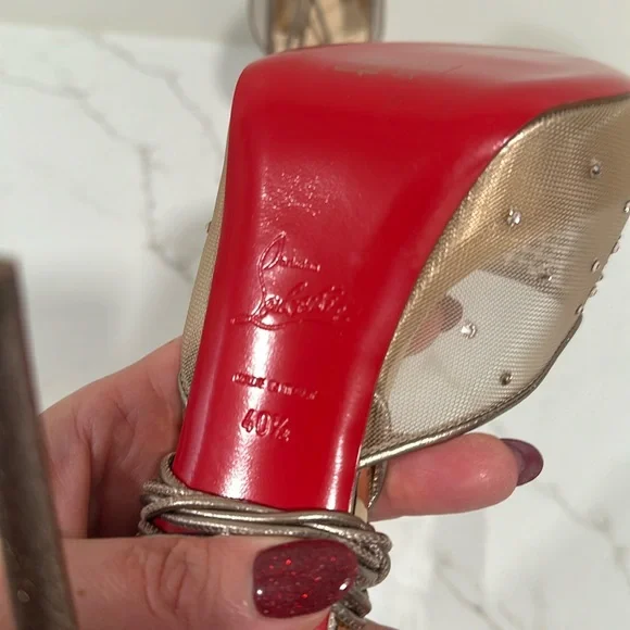 Christian Louboutin Maia La Bella Alta Strass lace up pumps size 40.5 new - Picture 10 of 13